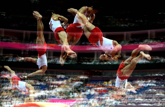 South Korea’s Yang Hak-seon competes in the vault finals.  London Olympic Joint Press Corps