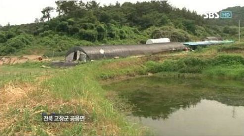 양학선의 전북 고창 비닐하우스 집.(사진=SBS 방송화면 캡쳐)