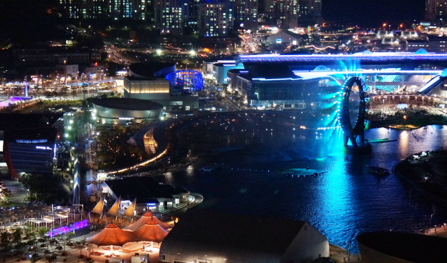 The night view of the Yeosu Expo site  (Yonhap News)