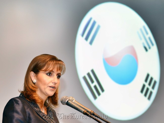Mexico’s Secretary of Tourism Gloria Guevara Manzo speaks about the Mexican tourism at a Mexico Day event held in Seoul, Thursday.   Mexico Tourism Board