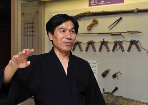 Jinichi Kawakami, widely known as "Japan's last ninja" speaks at the Iga Ninja Museum on June 29. (AFP)