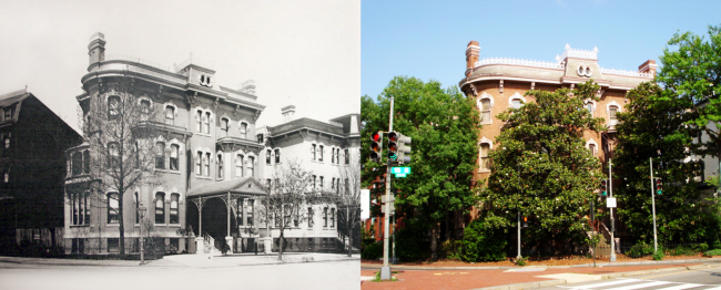 Korea’s fomer legation building from 1891 to 1905 in Washington, D.C., in the early 1900s (left) and today. (Yonhap News)