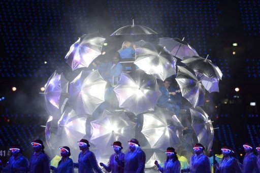 Artists perform during the opening ceremony of the London 2012 Paralympic Games (AFP)