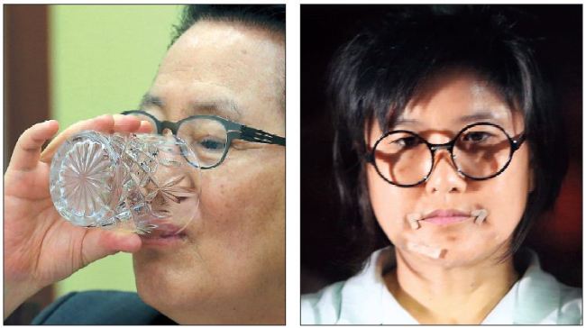 DUP floor leader Park Jie-won attends a party meeting on Thursday (left). Yang Kyung-sook, former head of an Internet radio station and prime suspect in the nomination probe, is taken into custody on Tuesday. (Yonhap News)