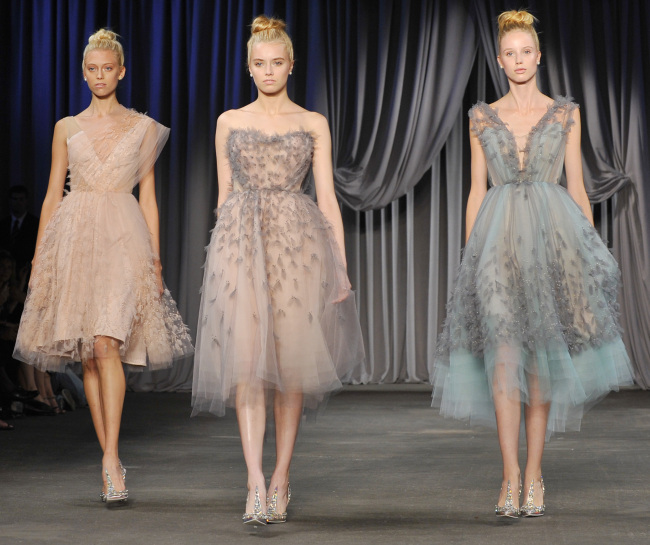The Christian Siriano Spring 2013 collection is modeled during Fashion Week in New York on Saturday.   AP-Yonhap News