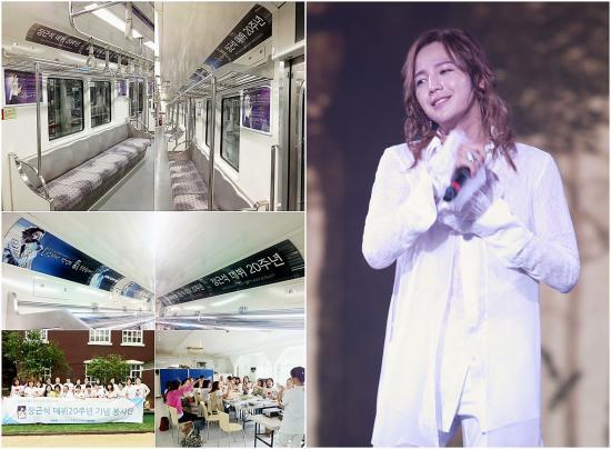 장근석(배우)
장근석의 공식 팬클럽 크리제이는 지난 9월 9일부터 서울 지하철 5호선 차량 1대, 8량으로 구성된 모든 광고판에 데뷔 20주년 기념 광고가 새겨진 일명 ‘장근석 열차’로 그의 데뷔 20주년을 위한 특별한 이벤트를 펼쳤다.
사이즈 별 4종류 258장의 광고로 채워진 ‘장근석 열차’는 10월 10일까지 약 한 달간 서울 온 도심을 누비게 될 예정이다. 특히 장근석의 양력 생일인 9월 26일 전 후로 그 기간을 정해 남다른 의미가 있다.