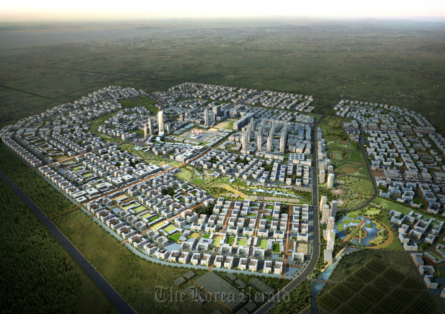 Artist’s rendering of the city development of Bismayah in Iraq   Hanwha E&C