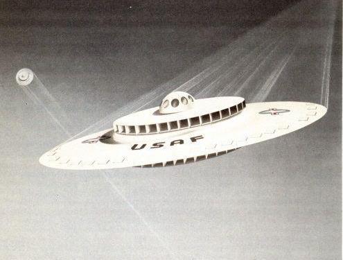 An artist's rendering of the "flying saucer" planned by the U.S. Air Force. (The National Archives)