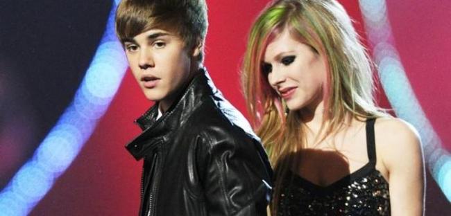 Justin Bieber and Avril Lavigne at Brit Awards in London.