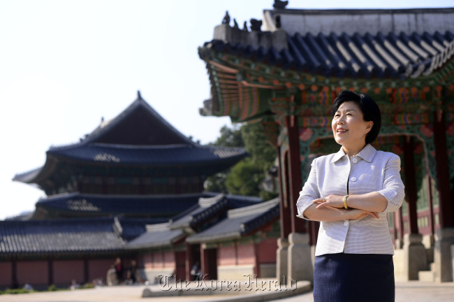 Choi Jung-wha, president of CICI, poses for a photo at Changdeokgung on Oct. 12.   Park Hae-mook/The Korea Herald