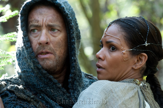 Tom Hanks stars as Zachry, and Halle Berry as Meronym, in the epic drama, “Cloud Atlas” distributed by Warner Bros. Pictures.   MCT