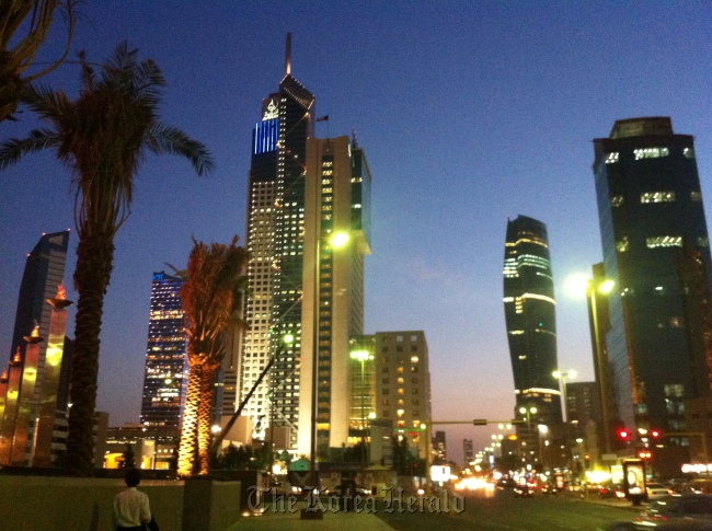 A night view of Kuwait City   Shin Hyon-hee/The Korea Herald