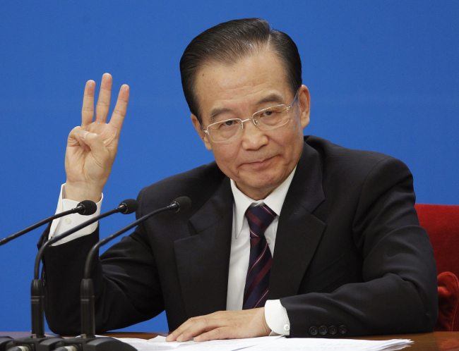 Chinese Premier Wen Jiabao.   AP-Yonhap News