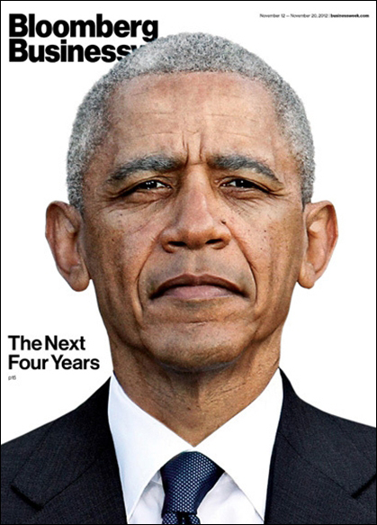 버락 오바마(Barack Obama/정치인/미국대통령)
제45대 미국대통령 재선에 성공한 오바마의 4년 후 모습이 공개돼 네티즌들의 흥미를 끌고 있다. 미 시사주간지 블룸버그 비즈니스위크(Bloomberg Businessweek)는 이번 호(16~18호) 표지 이미지로 4년간의 대통령직을 수행한 뒤 ‘확 늙어버린’ 오바마의 가상얼굴을 실었다.