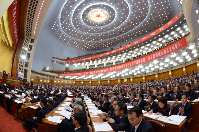 The 18th National Congress of the Communist Party of China is opened at the Great Hall of the People in Beijing on Thursday.   (Xinhua-Yonhap News)