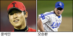 윤석민(좌/야구선수/기아타이거즈/투수),오승환(야구선수/삼성라이온즈/투수)
한국의 에이스 투수 류현진이 미국 메이저리그 LA 다저스로부터 거액의 포스팅 금액 2573만7373달러33센트(한화 약 280억원)를 제시받으며 등장하자 메이저리그 마운드가 긴장하고 있다. 메이저리그 사무국은 메인 홈페이지를 통해 류현진 선수가 한국에서 거둔 성적 등을 상세히 소개, 그에 대한 관심이 메이저리그 전체로 확산되고 있음을 보여주었다.