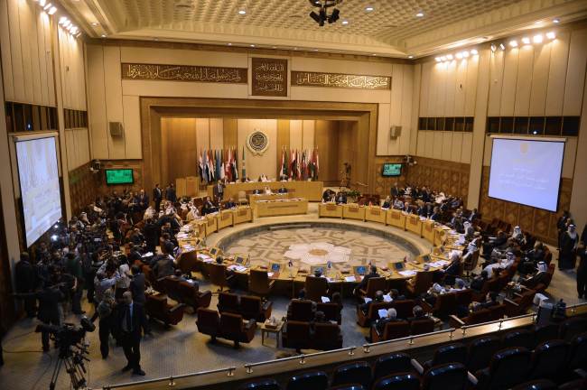 A general view of a meeting on Syria at the Arab League in Cairo on Monday.   AFP-Yonhap News
