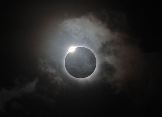 The Diamond Ring effect is shown following totality of the solar eclipse at Palm Cove in Australia’s Tropical North Queensland.   AFP-Yonhap News
