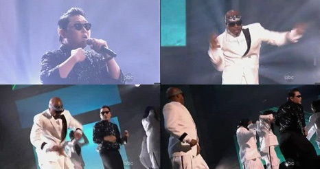 엠씨 해머(MC Hammer/가수),싸이(박재상/가수)
국제가수 싸이가 이번엔 MC해머와 화끈한 무대를 펼쳤다. 싸이는 미국 현지시각으로 18일 미국 로스앤젤레스에서 열린 제40회 아메리칸 뮤직 어워즈(American Music Awards) 무대에서 세계적인 래퍼 MC해머 합동 공연을 했다.