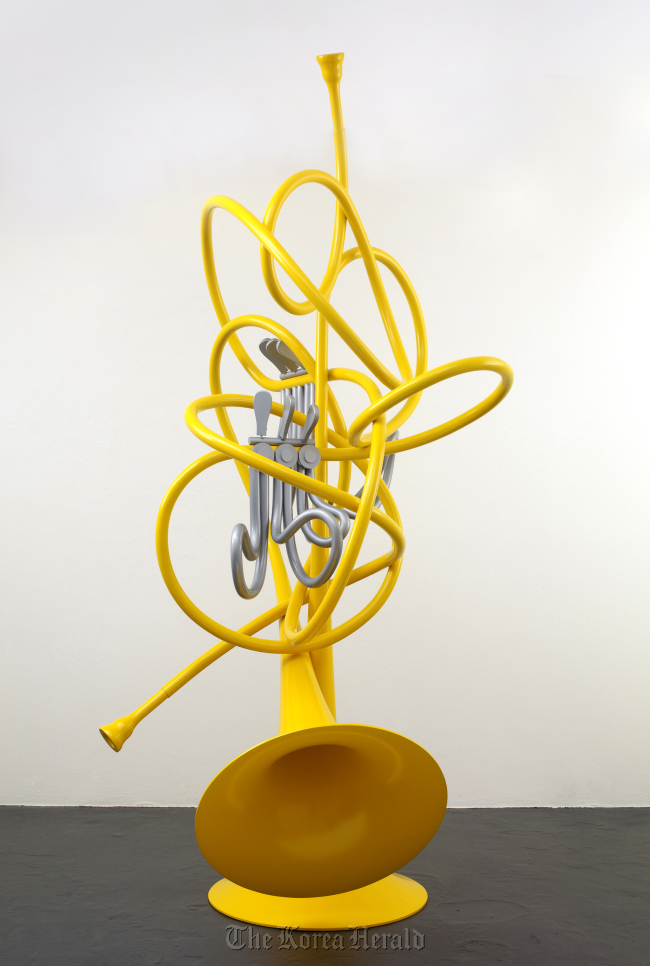 “French Horns, Unwound and Entwined” by Clase Oldenburg and Coosje van Bruggen.   Courtesy of the Oldenburg van Bruggen Studio and Pace Gallery/PKM Gallery
