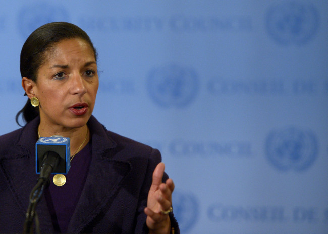 수잔 라이스(Susan Rice/유엔대사/외국공무원)
<YONHAP PHOTO-2186> (121122) -- NEW YORK, Nov. 22, 2012 (Xinhua) -- U.S. Ambassador to the United Nations (UN) Susan Rice speaks to media reporters at the UN headquarters in New York, on Nov. 21, 2012. The UN Security Council on Wednesday welcomed the ceasefire agreement between Israel and Hamas and called on relevant parties "to act seriously" and "in good faith" in order to bring a "sustainable and durable" peace in the Middle East. (Xinhua/Shen Hong) (nxl)/2012-11-22 22:02:28/ <저작권자 ⓒ 1980-2012 ㈜연합뉴스. 무단 전재 재배포 금지.>
U.S. Ambassador to the United Nations Susan Rice speaks to reporters at the U.N. headquarters in New York on Tuesday.   Xinhua-Yonhap News