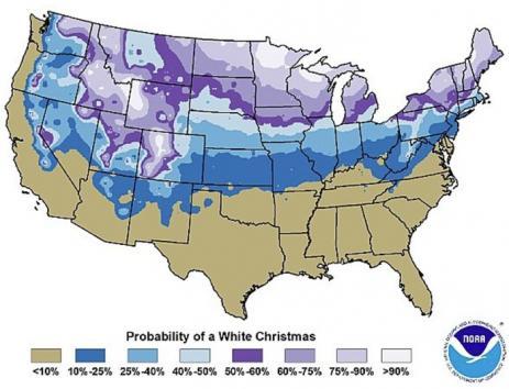 Regional and temperature difference in various states is a critical factor to have a white Cristmas. (UPI)