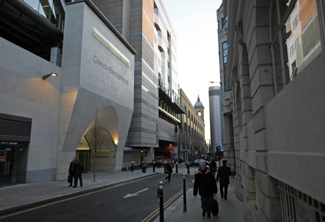 Pedestrians pass Canon Bridge House, the location of the RP Martin Holdings Ltd. office in London.   Bloomberg