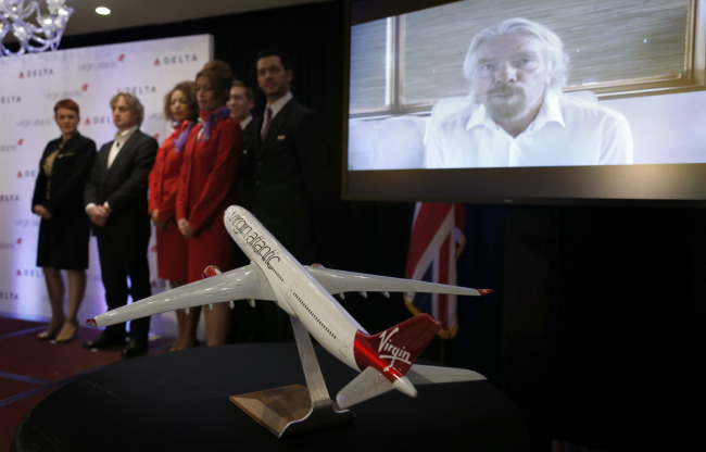 Founder and Chariman of Virgin Group Richard Branson speaks via teleconference during a news conference in New York on Tuesday.   AP-Yonhap News