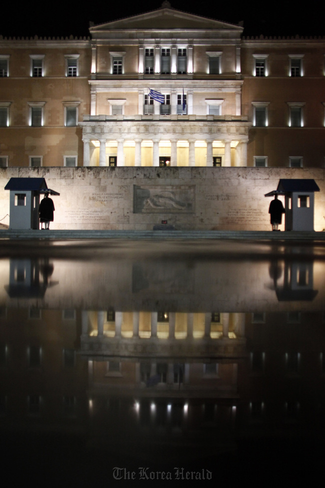 The Greek parliament building on Syntagma Square in Athens.    Bloomberg