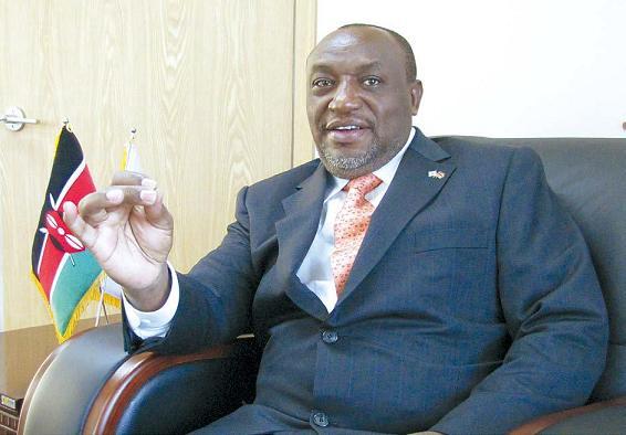 Kenyan Ambassador Ngovi Kitau gestures during an interview with The Korea Herald in his office in Seoul ahead of
a reception celebrating Kenya’s 49th Independence Day, Thursday. (Philip lglauer/The Korea Herald)