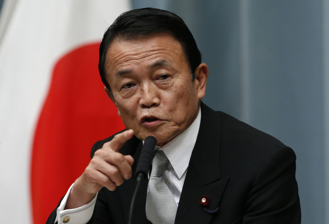 Japan’s Finance and Deputy Prime Minister Taro Aso.    AP-Yonhap News
