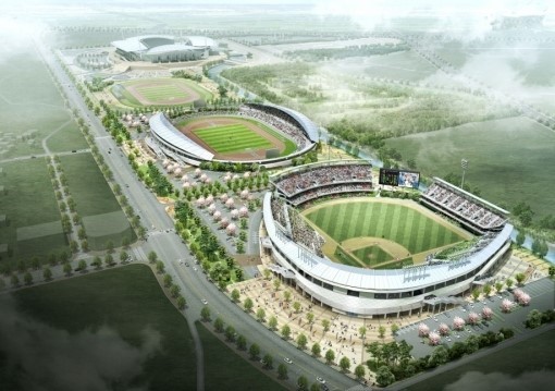 전북이 프로야구 10구단 유치와 관련해 신축을 약속한 야구장의 조감도. 사진=부영