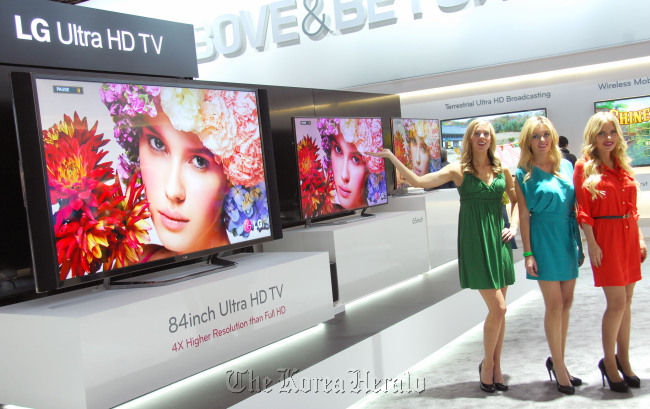 LG Electronics’ 84-inch Ultra High Definition TV is unveiled at the annual tech show in Las Vegas on Monday. LG Electronics
