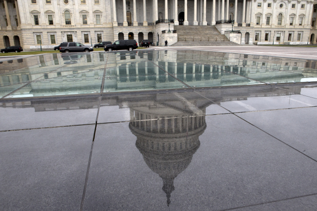 The dome of the Capitol is reflected in a skylight of the Capitol Visitor’s Center in Washington.   AP-Yonhap New