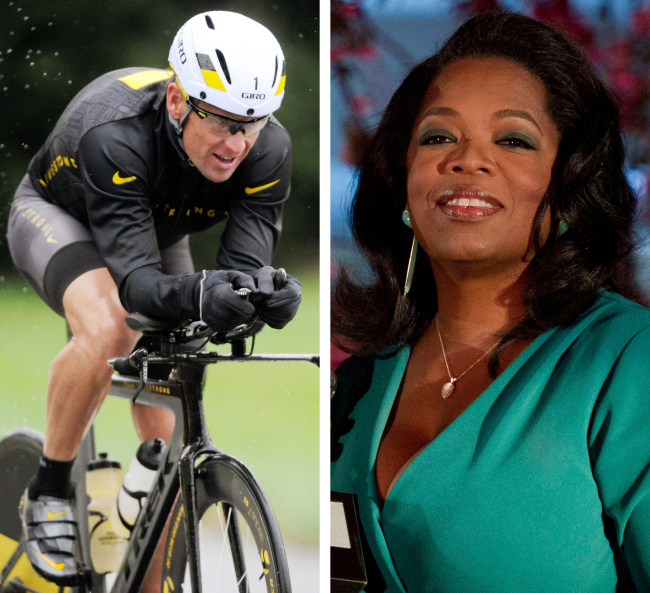Lance Armstrong (left) and Oprah Winfrey