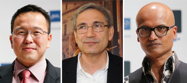 This combo shows file photos of (from left) Malaysian author Tan Twan Eng; Orhan Pamuk, Turkish novelist and winner of the 2006 Nobel Prize for literature, and Indian author Jeet Thayil.    AFP-Yonhap News