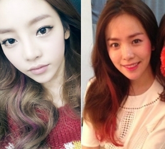 하지민(배우)
배우 한지민이 얼마전 투톤 헤어를 공개한 구하라에 이어 독특한 헤어 스타일을 공개했다. 최근 한 온라인 커뮤니티 게시판에는 ‘오늘 한지민 직찍’이라는 제목과 함께 사진이 게재됐다. 사진 속 한지민은 갈색 머리에 밑 부분만 레드 컬러로 포인트를 준 투톤헤어 스타일을 하고 있다.
　