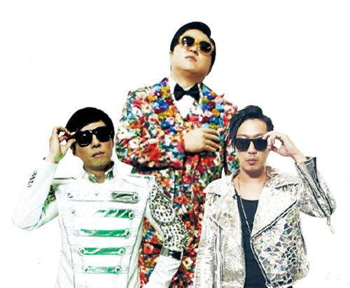 유재석(좌부터/개그맨/MC),정형돈(개그맨),하하(하동훈/가수)