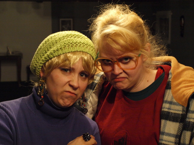 Stephanie Ann Foster plays Dottie and Susan Morgan plays Jean, two ladies from South Boston, in Probationary Theater’s production of “Good People.”   Liam Mitchinson