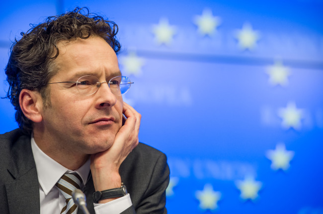 New President-elect of the Eurogroup and Dutch Finance Minister Jeroen Dijsselbloem addresses the media after an Eurogroup finance ministers meeting at the EU Council in Brussels on Monday.   AP-Yonhap News