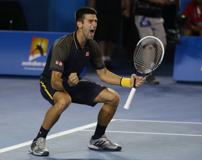 노박조코비치( Novak Djokovic/테니스선수)
Serbia’s Novak Djokovic celebrates his Australian Open title on Sunday.   AP-Yonhap News