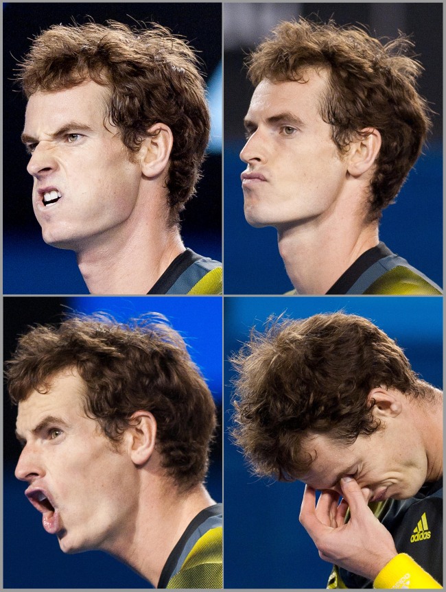 Andy Murray shows his frustration on Sunday.   Xinhua-Yonhap News