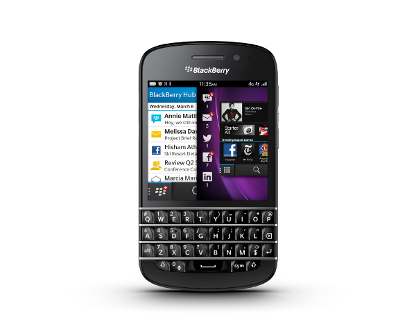 Canadian smartphone manufacturer Research In Motion's new smartphone "Q10" with a new version of its mobile operating system "Blackberry 10." (RIM)