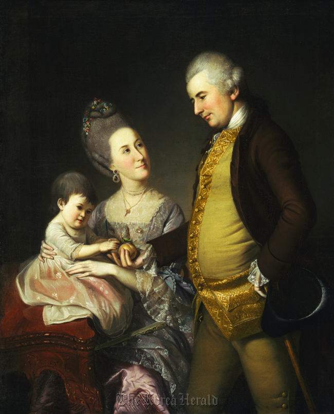 “Portrait of John and Elizabeth Lloyd Cadwalader and Their Daughter Anne” by Charles Willson Peale, 1772.    The National Museum of Korea