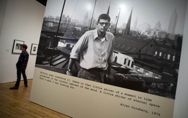 A photograph of 20th-century American poet Allen Ginsberg is part of an exhibit of Ginsberg’s photographs at New York University’s Grey Art Gallery in New York.   AFP-Yonhap News