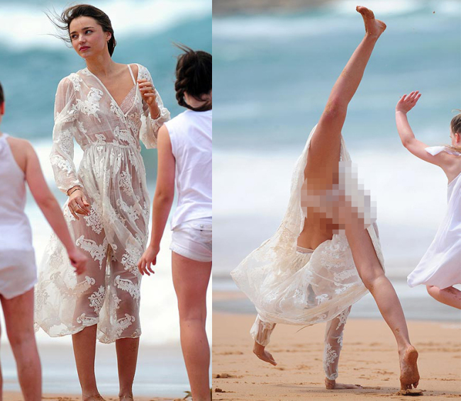 미란다 커 (Miranda Kerr/배우)
세계적인 모델 미란다 커(29)가 화장품 광고 촬영 도중 옆으로 재주넘기를 하다가 속옷을 노출하는 사고를 당했다.
영국 일간지 더 선은 11일(현지시간) 미란다 커가 최근 해변에서 광고 촬영을 위해 재주넘기을 시도할 때 속옷이 노출된 장면이 찍힌 사진을 공개했다.