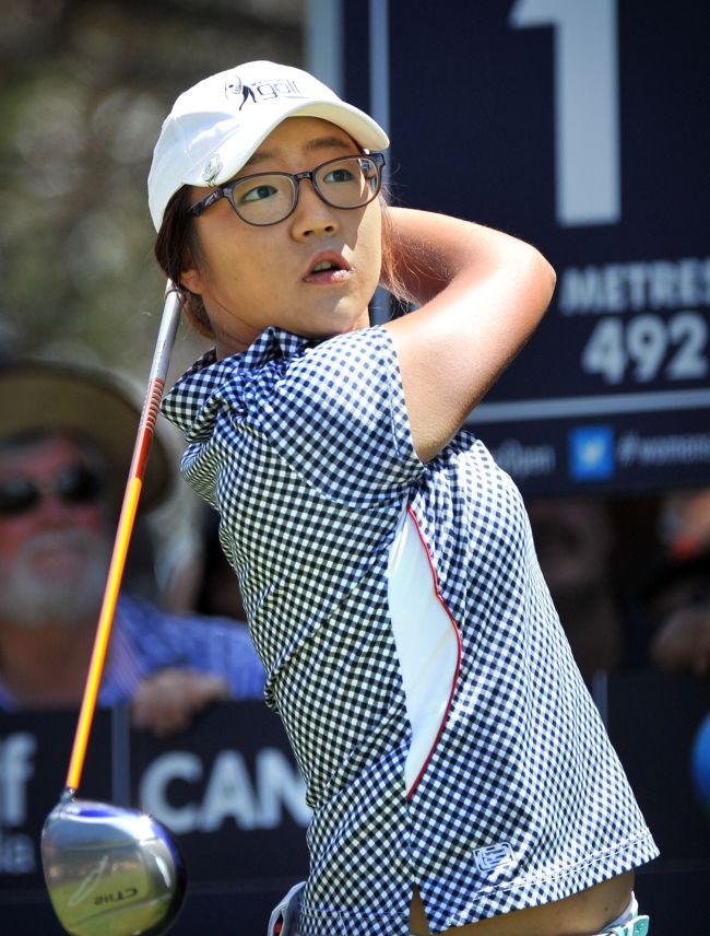 신지애(골퍼)
<YONHAP PHOTO-0908> Lydia Ko of New Zealand plays a shot during the final round of the Women's Australian Open golf tournament in Canberra on February 17, 2013. AFP PHOTO / MARK GRAHAM -- IMAGE RESTRICTED TO EDITORIAL USE - STRICTLY NO COMMERCIAL USE../2013-02-17 15:32:35/ <저작권자 ⓒ 1980-2013 ㈜연합뉴스. 무단 전재 재배포 금지.>
Lydia Ko plays a shot during the final round of the Women’s Australian Open on Sunday.   AFP-Yonhap News