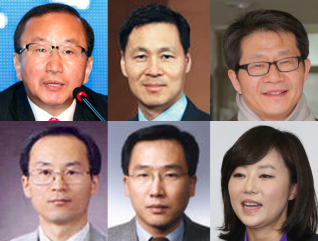 From left clock wise are Hyun Oh-seok, Kim Jeong-hoon, Ryoo Kihl-jae, Lee Dong-phil, Yoon Sang-jick, Chin Young, Yoon Seong-kyu, Phang Ha-nam, Cho Yoon-seon, Suh Seoung-hwan and Yoon Jin-sook. (Yonhap News)