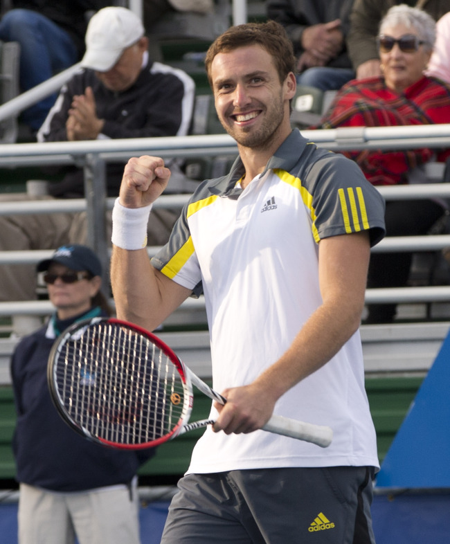 Ernests Gulbis reacts after winning at Delray Beach, Florida, Sunday.    AP-Yonhap News
