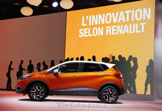 A Renault Captur automobile, produced by Renault SA, stands on display at the 83rd Geneva International Motor Show on March 5.   Bloomberg